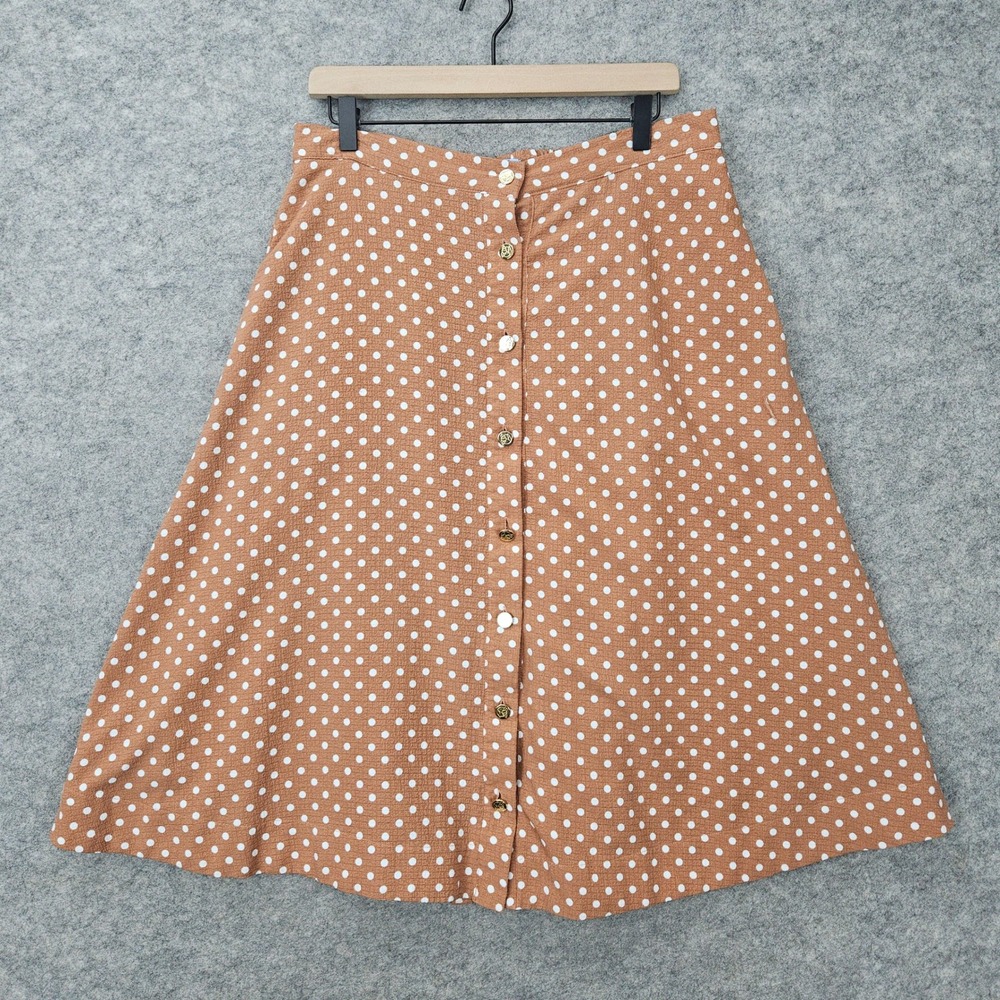 Draper James Rust Polka Dot Button-Front Midi Skirt